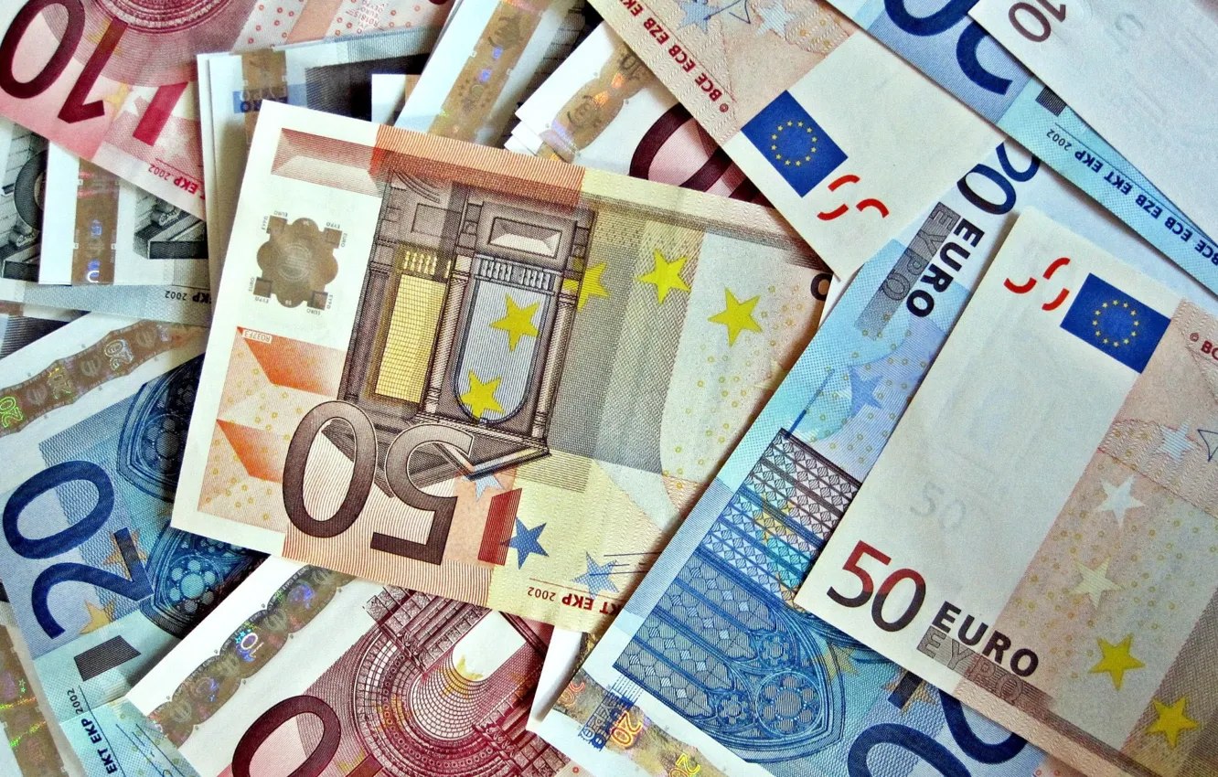 Фото обои макро, деньги, евро, валюта, купюры, euro