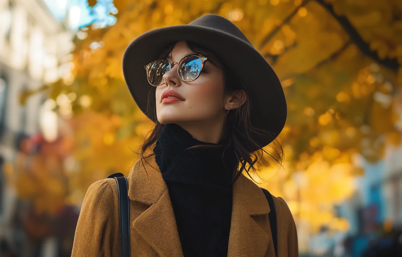 Фото обои girl, hat, young, beautiful, cute, sunglasses