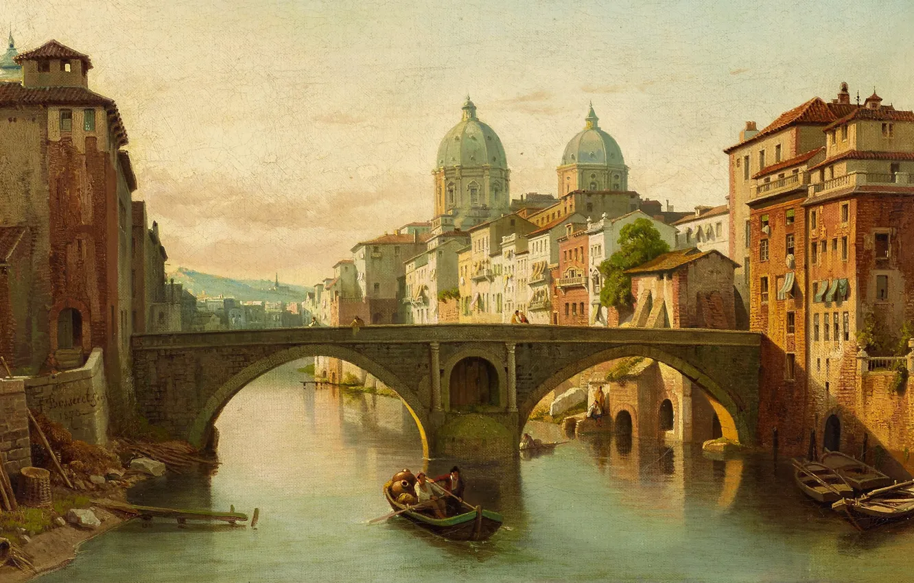 Фото обои 1878, бельгийский живописец, Belgian painter, oil on canvas, François-Antoine Bossuet, Итальянский городской пейзаж, Italian city …