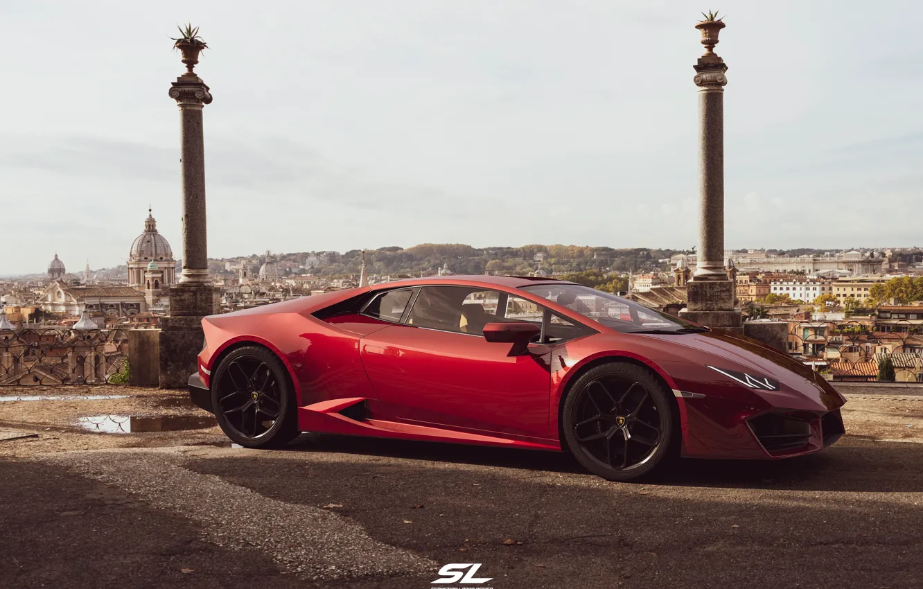 Фото обои рендеринг, Lamborghini, суперкар, CGI, Huracan, LP-580, by Sebastian Ladan