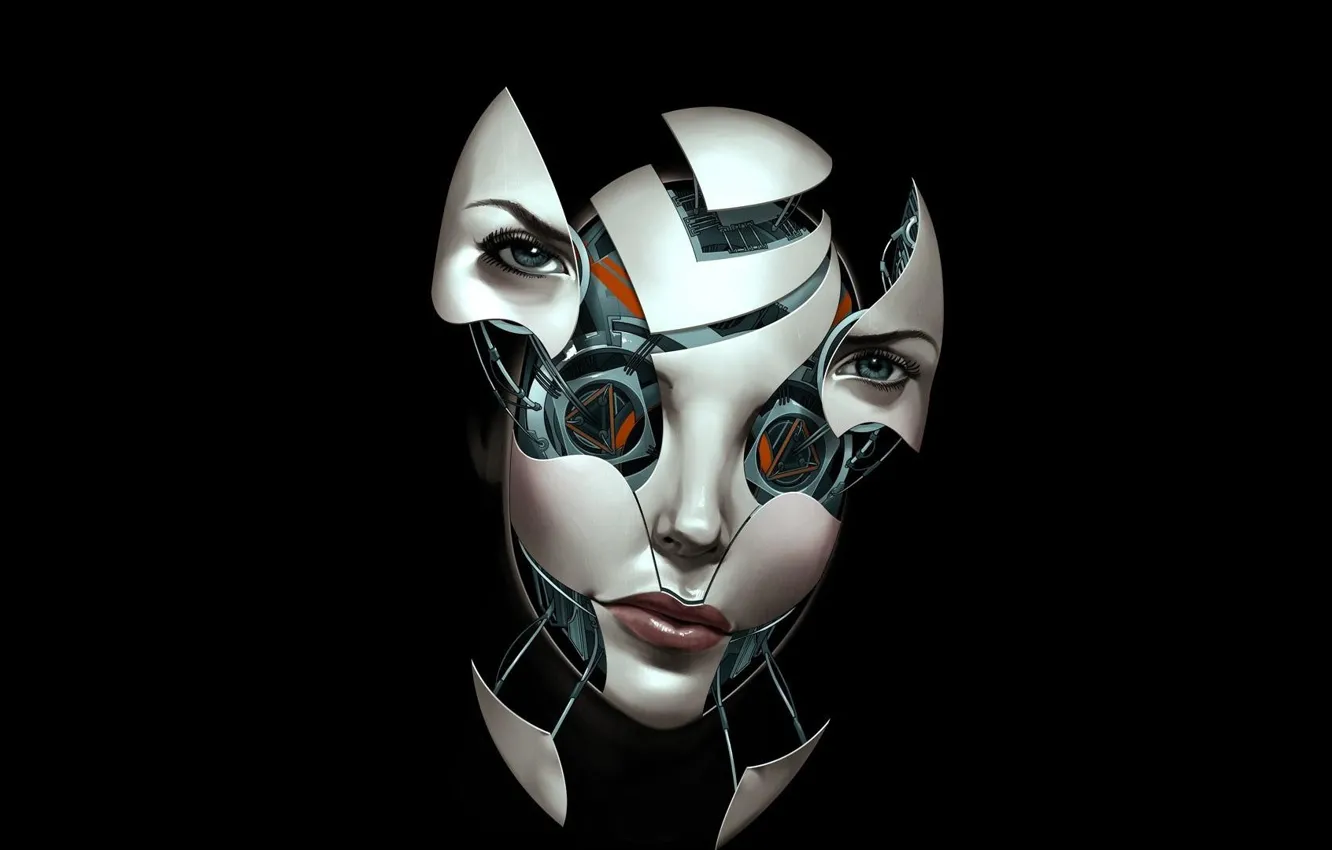 Фото обои лицо, робот, маска, киборг