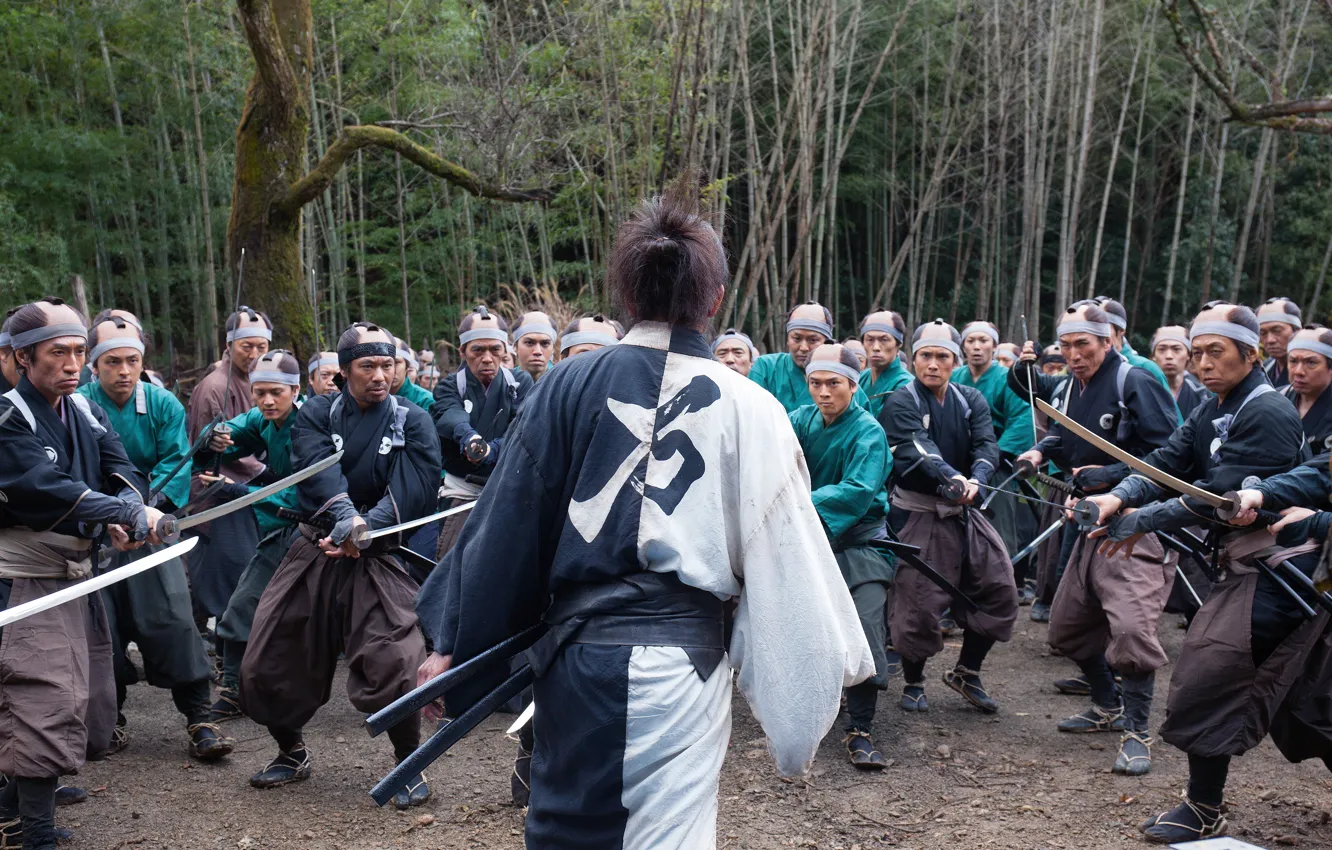 Фото обои cinema, Japan, battlefield, sword, forest, anime, man, army