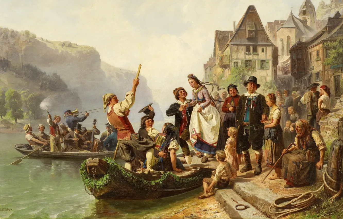 Фото обои 1859, German painter, немецкий живописец, oil on canvas, Дюссельдорфская художественная школа, Düsseldorf school of painting, …