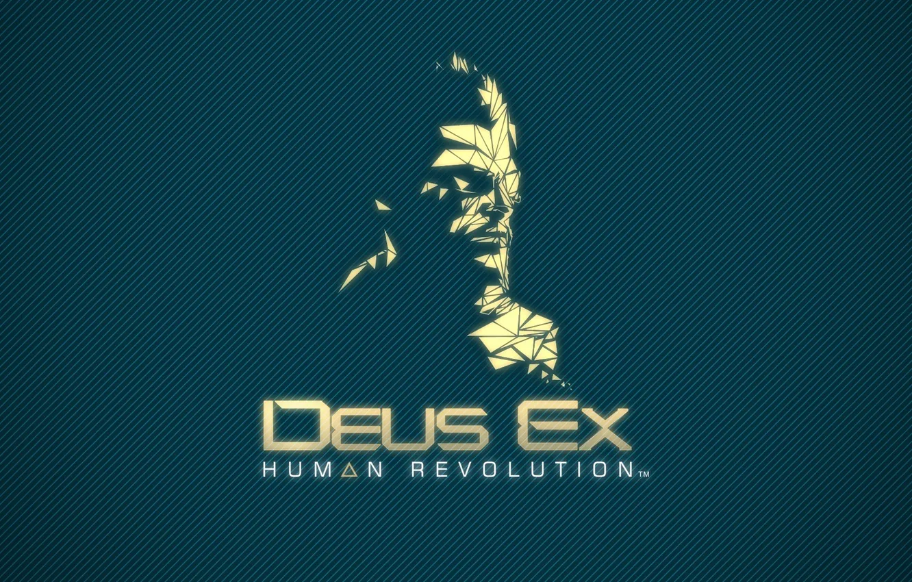 Фото обои логотип, human revolution, deus ex, фан-арт, адам дженсен