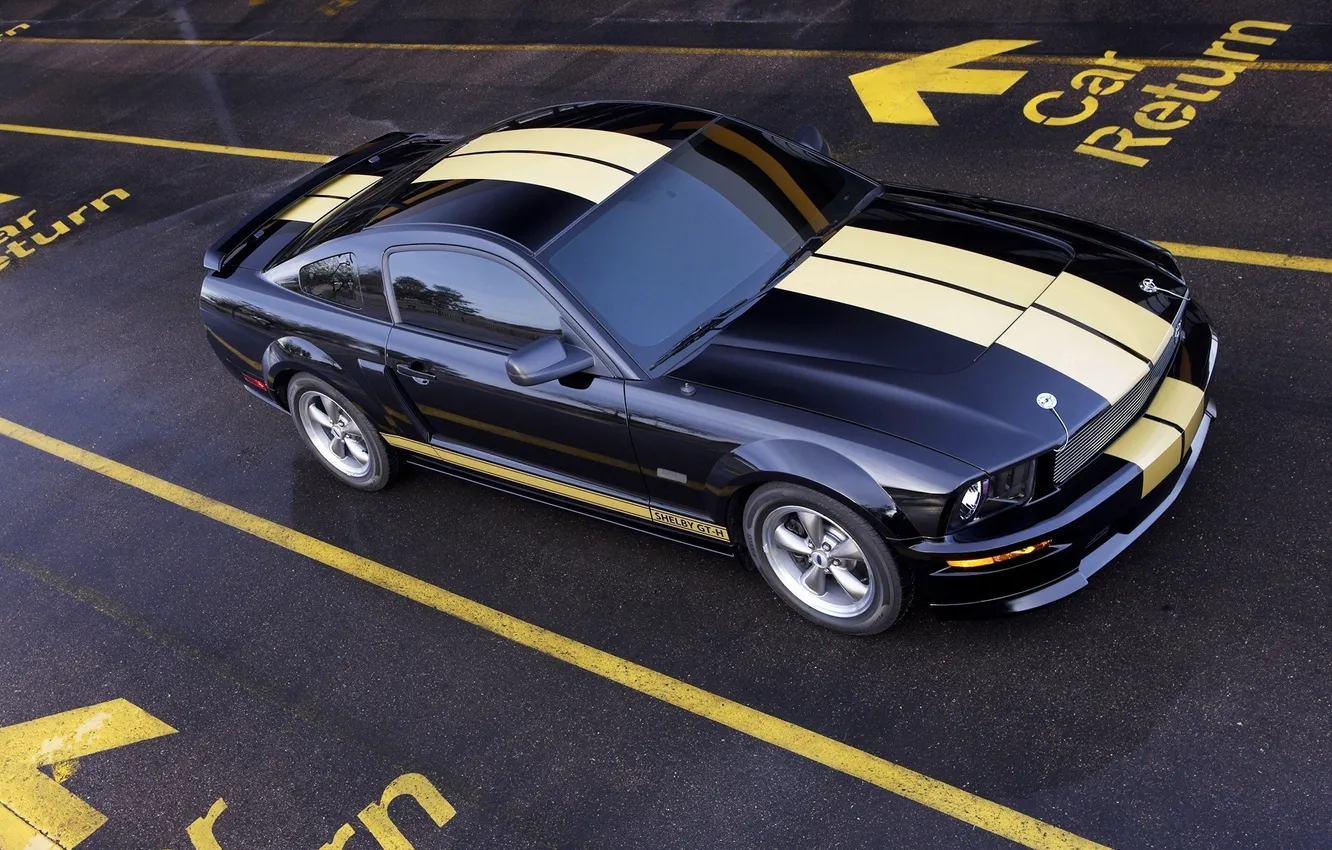 Фото обои чёрный, Mustang, ford