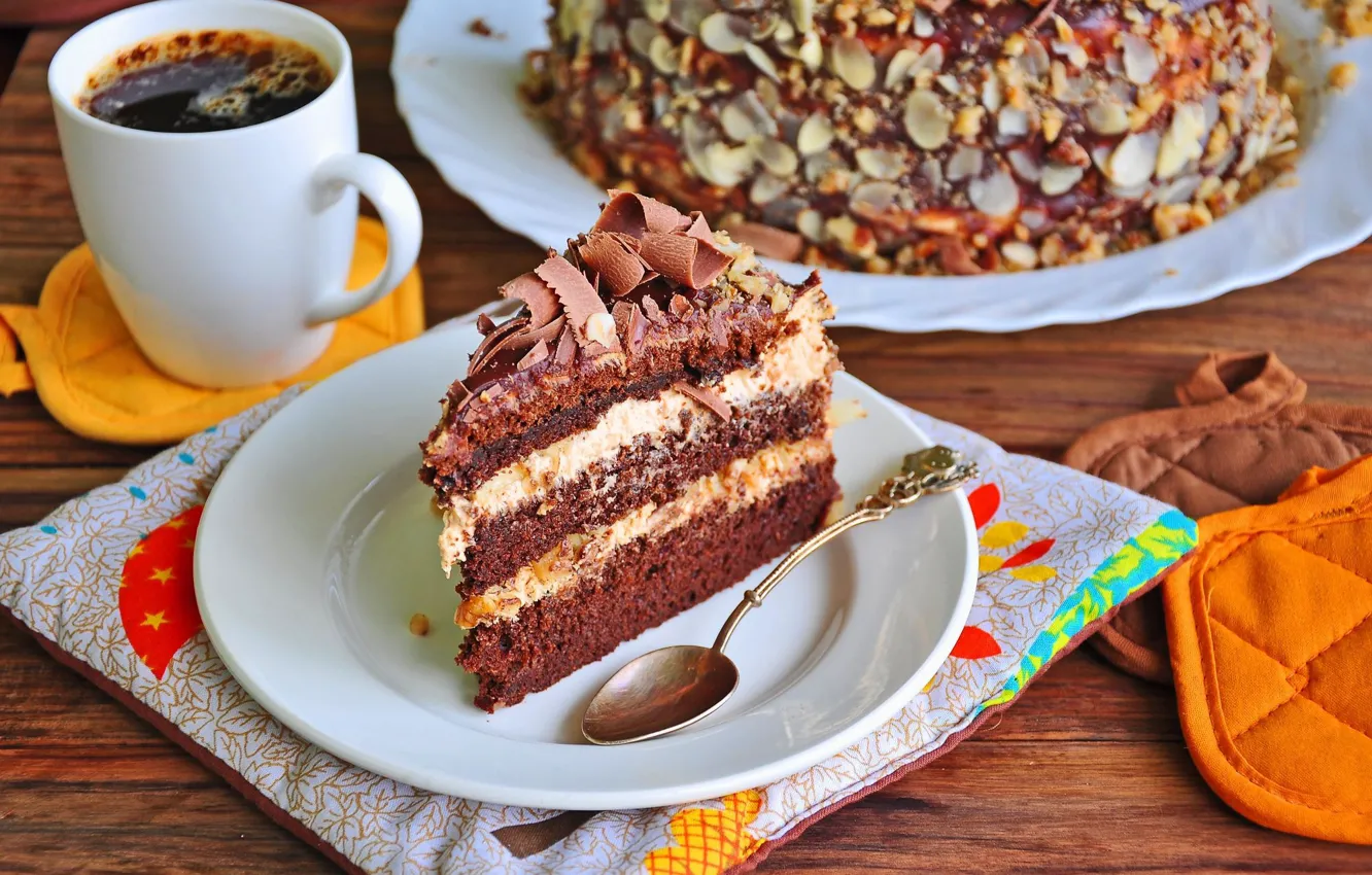 Фото обои кофе, торт, слой