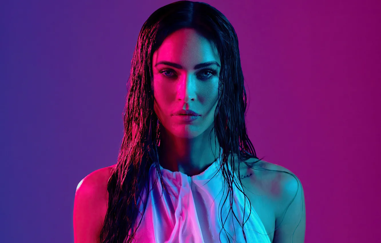 Фото обои взгляд, Меган Фокс, Megan Fox, макияж, актриса, брюнетка, hair