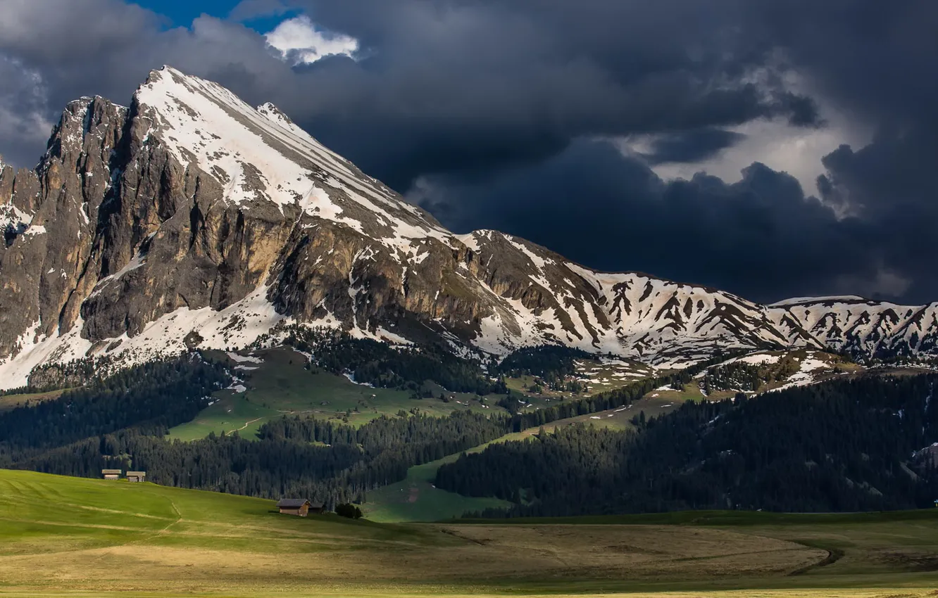 Фото обои пейзаж, горы, долина, Alpe di Siusi
