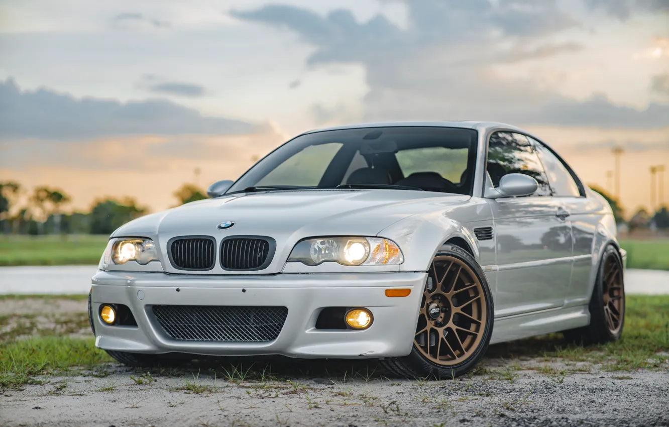 Фото обои bmw, silver, e46