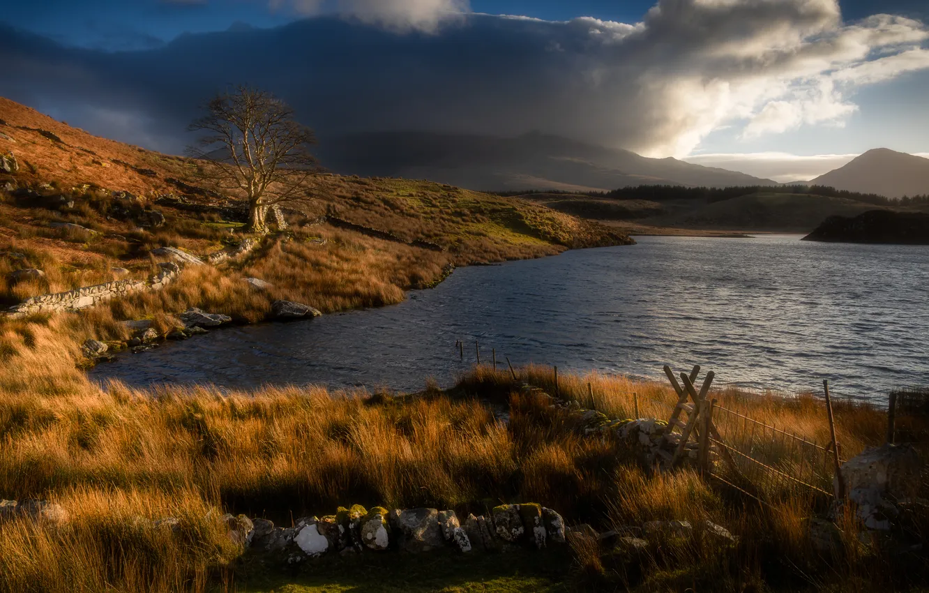 Фото обои закат, горы, природа