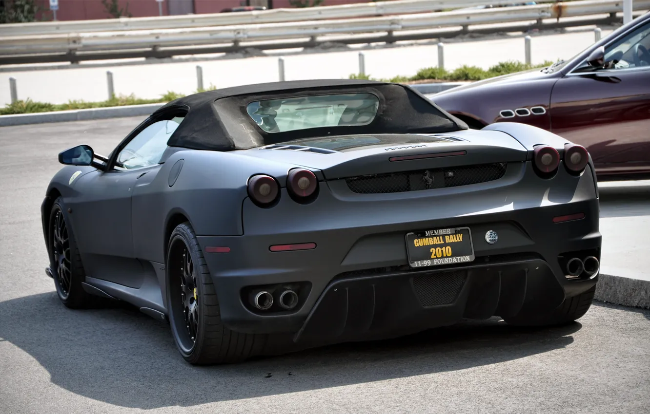 Фото обои чёрный, F430, Ferrari, Matte