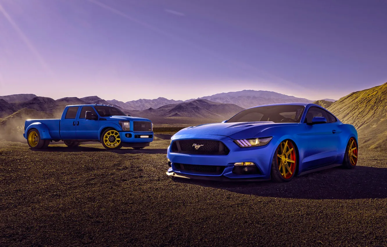 Фото обои Mustang, Ford, Cars, Blue, Eragon, F150, 2015