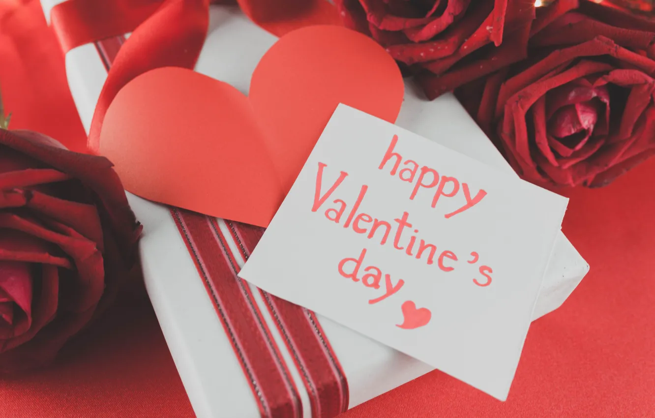 Фото обои red, love, romantic, hearts, valentine's day, gift, roses, красные розы