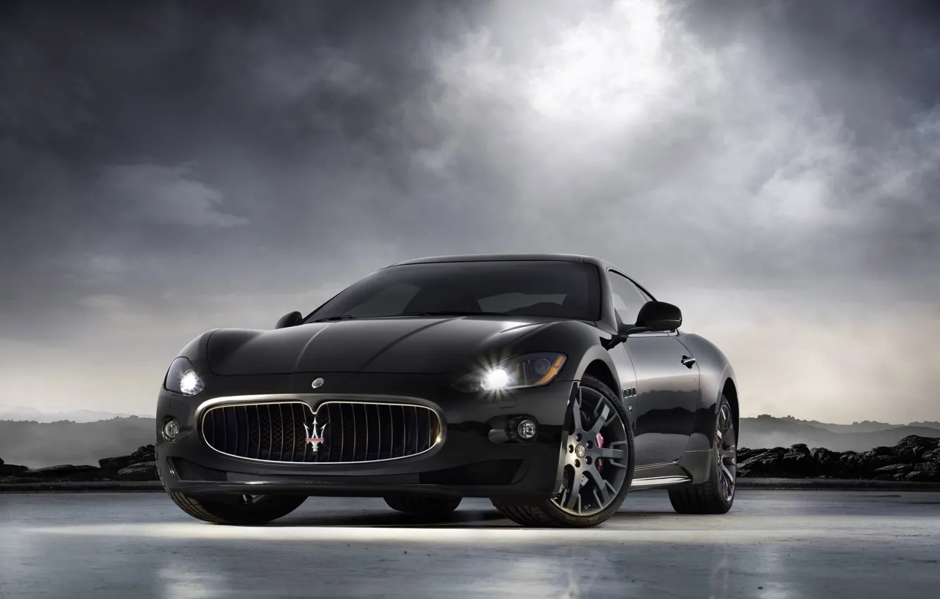 Фото обои черный, Maserati, GranTurismo-S