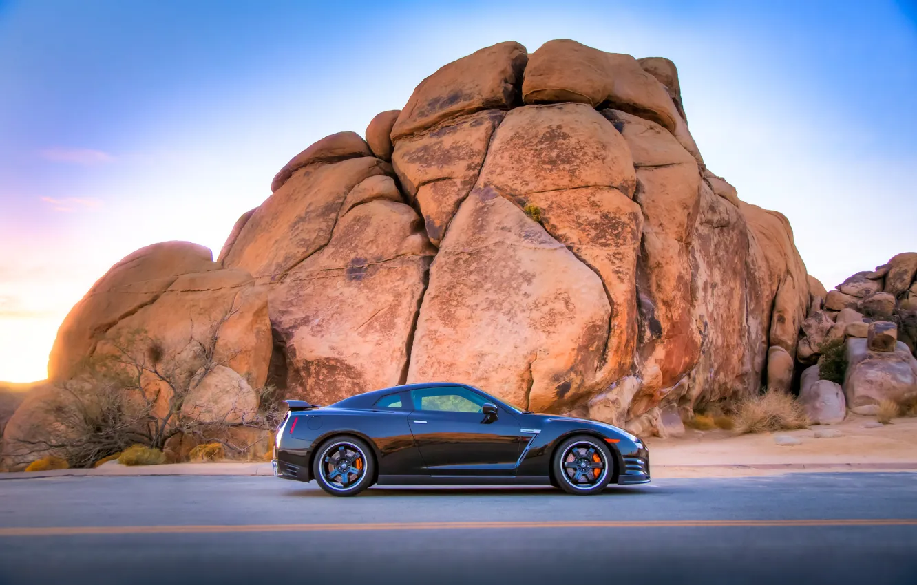 Фото обои car, Nissan, GT-R, road, rocks, R35, Nissan GT-R Track Edition