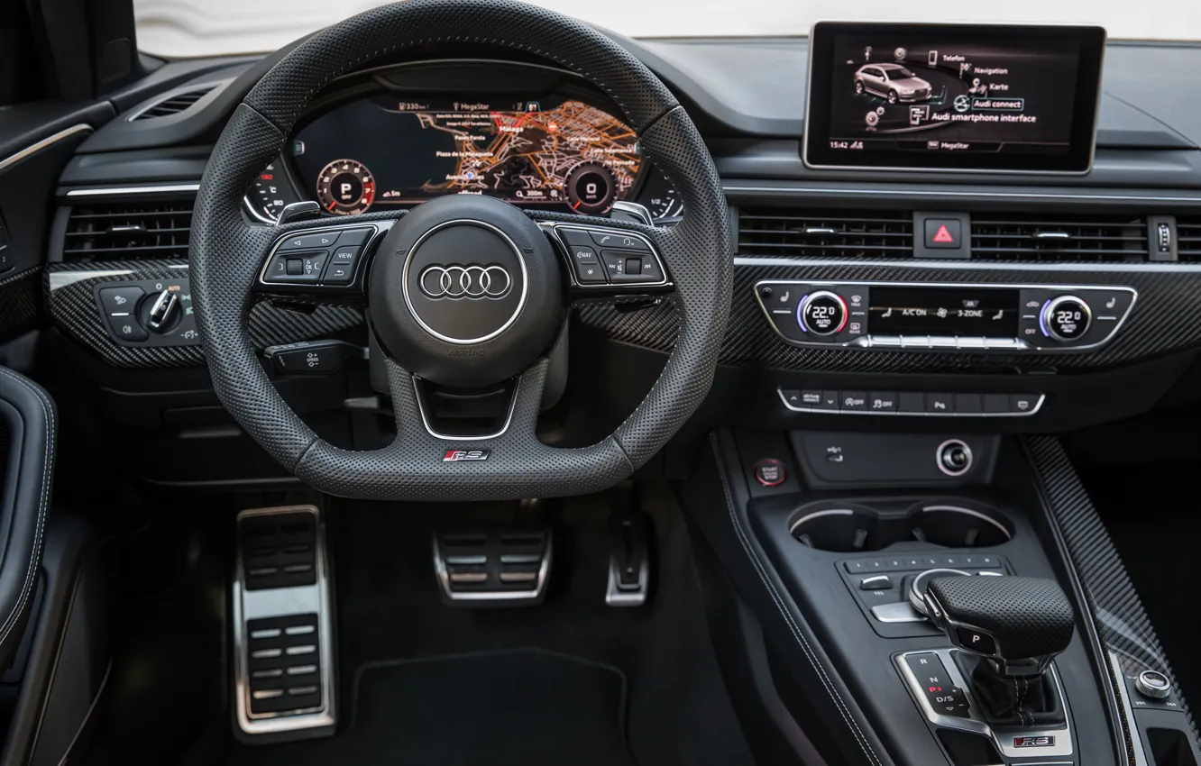 Фото обои Audi, салон, 2018, универсал, RS4, Avant