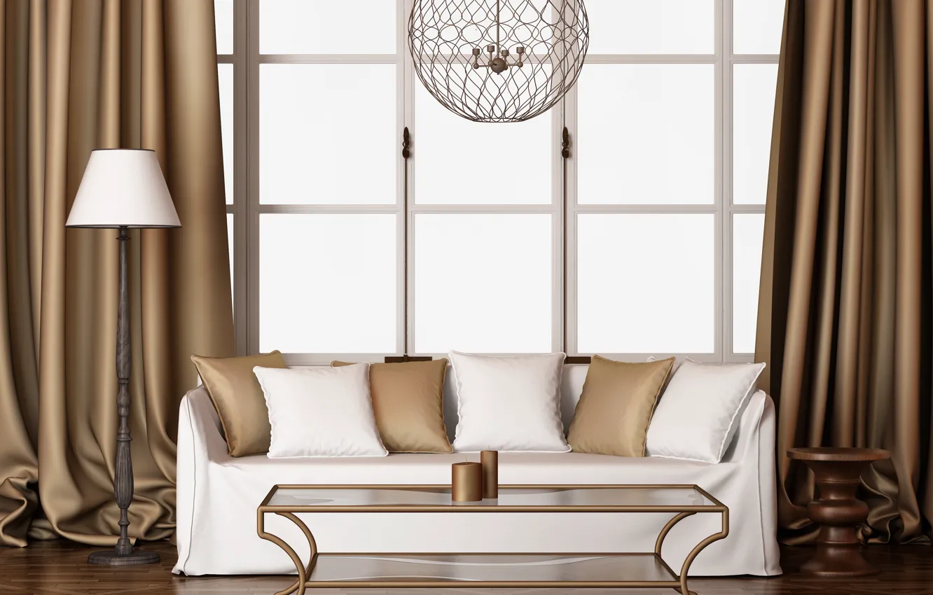 Фото обои диван, интерьер, модерн, столик, lamp, лампа, гостиная, elegant