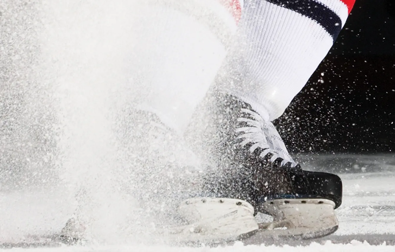 Фото обои лед, брызги, спорт, хоккей, коньки