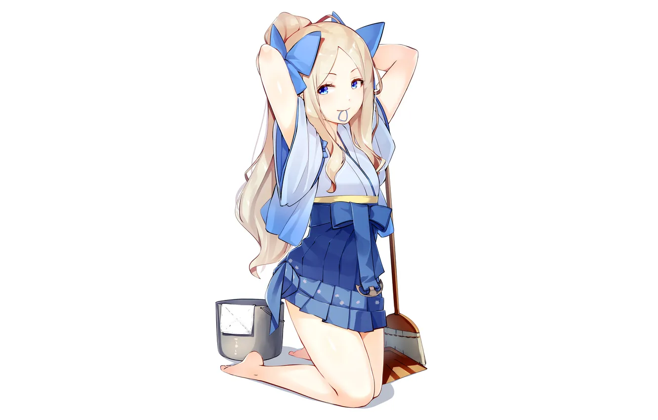 Фото обои girl, yukata, long hair, legs, anime, blue eyes, beautiful, twintails