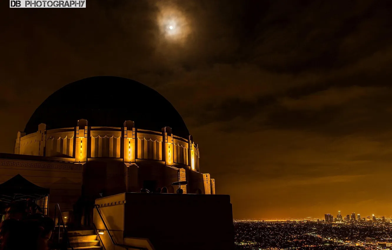 Фото обои ночь, night, обсерватория, Griffith Observatory