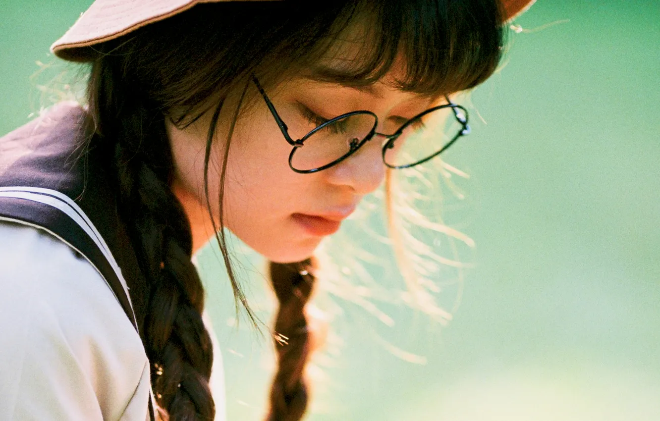 Фото обои Beautiful, Asian, Model, Woman, Hat, Cute, Glasses, Pretty