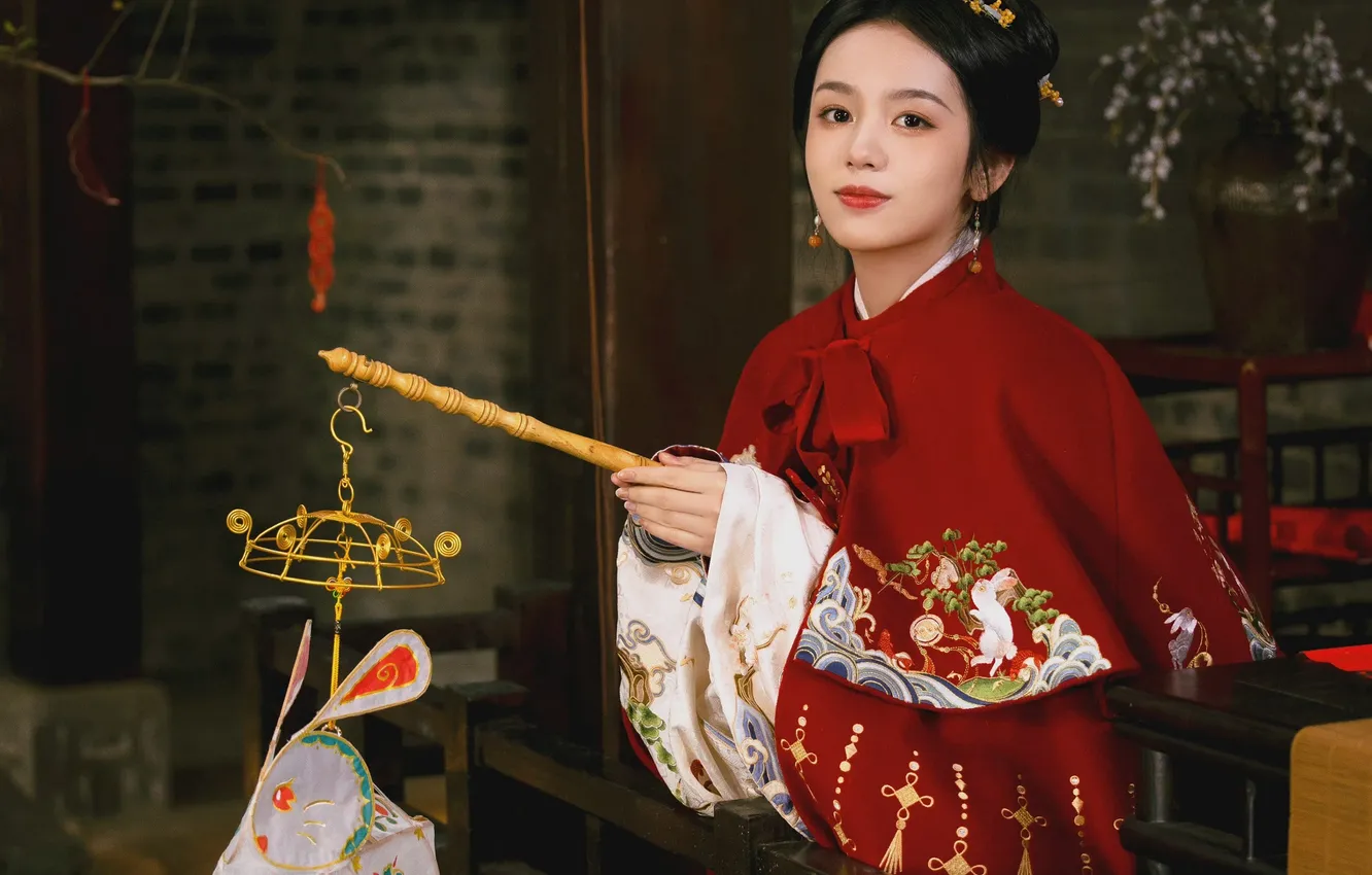 Фото обои девушка, стиль, актриса, фонарик, Чжоу Е, Zhou Ye
