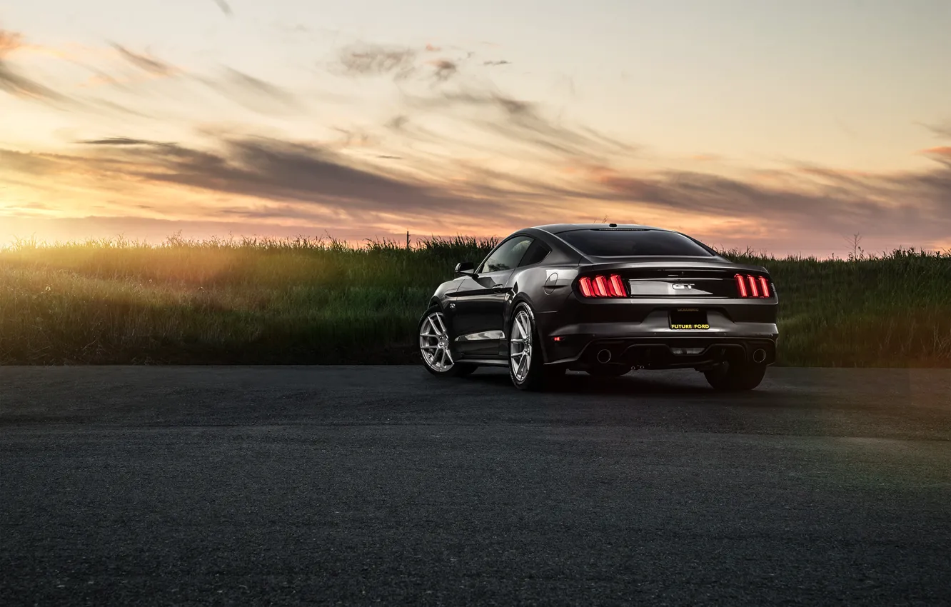 Фото обои Mustang, Ford, Muscle, Car, Sunset, Sunrise, Wheels, Avant