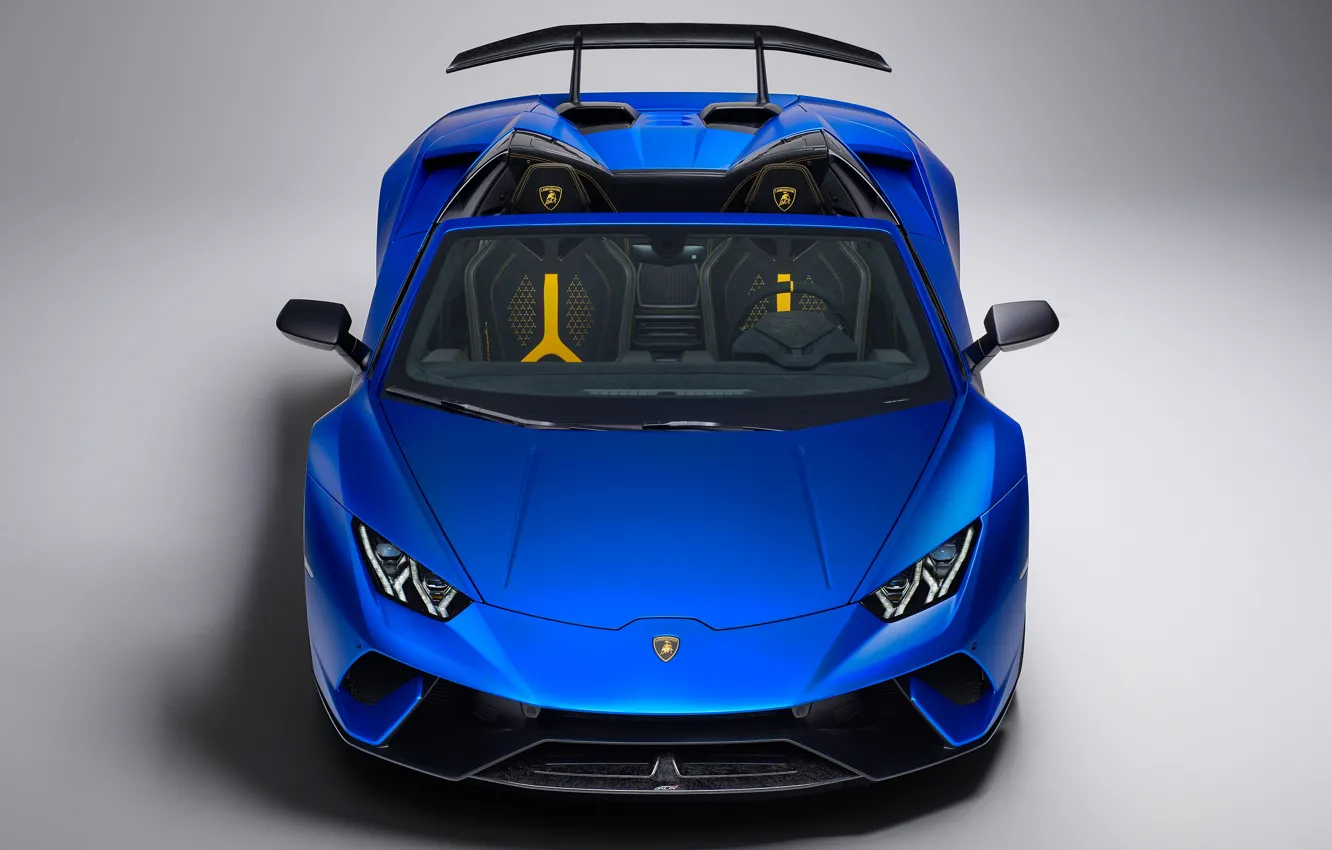 Фото обои Lamborghini, спойлер, вид спереди, Spyder, 2018, Performante, Huracan
