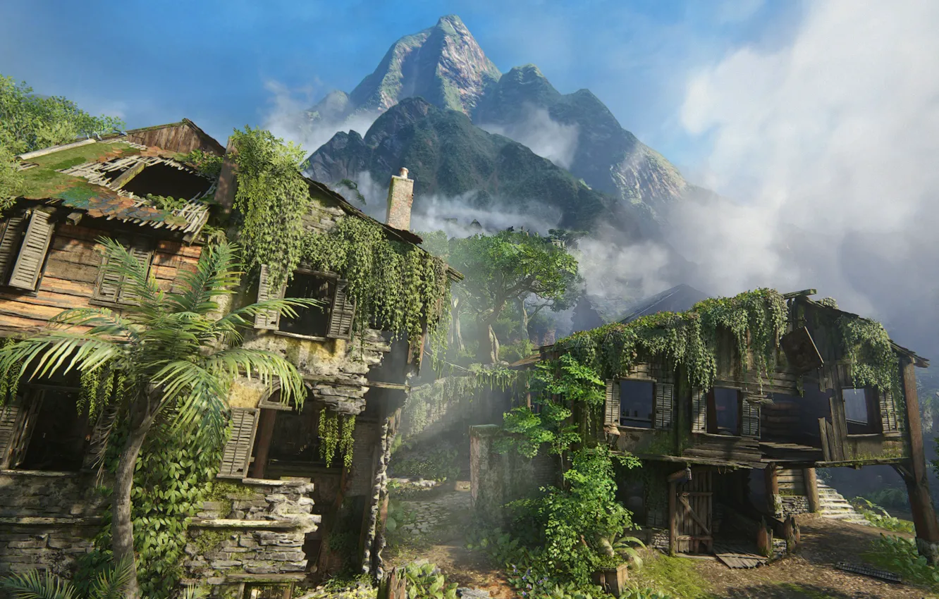 Фото обои горы, дома, Naughty Dog, Playstation 4, Uncharted 4: A Thief's End, Либерталия