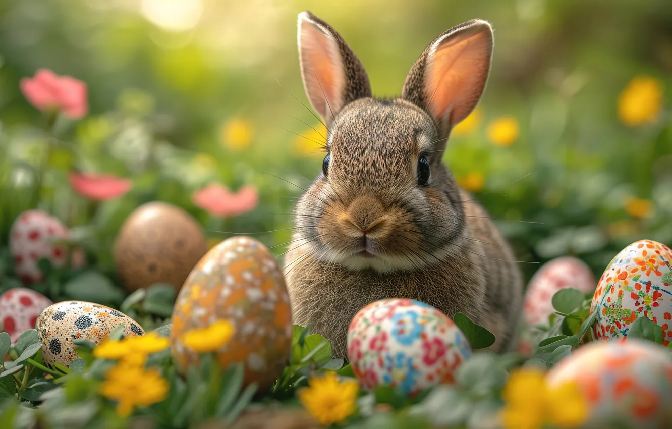 Фото обои цветы, яйца, весна, colorful, Пасха, happy, flowers, spring
