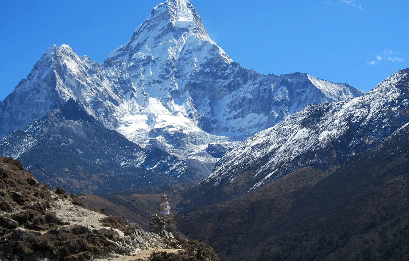 Фото обои горы, Гималаи, Непал, Ама-Даблам