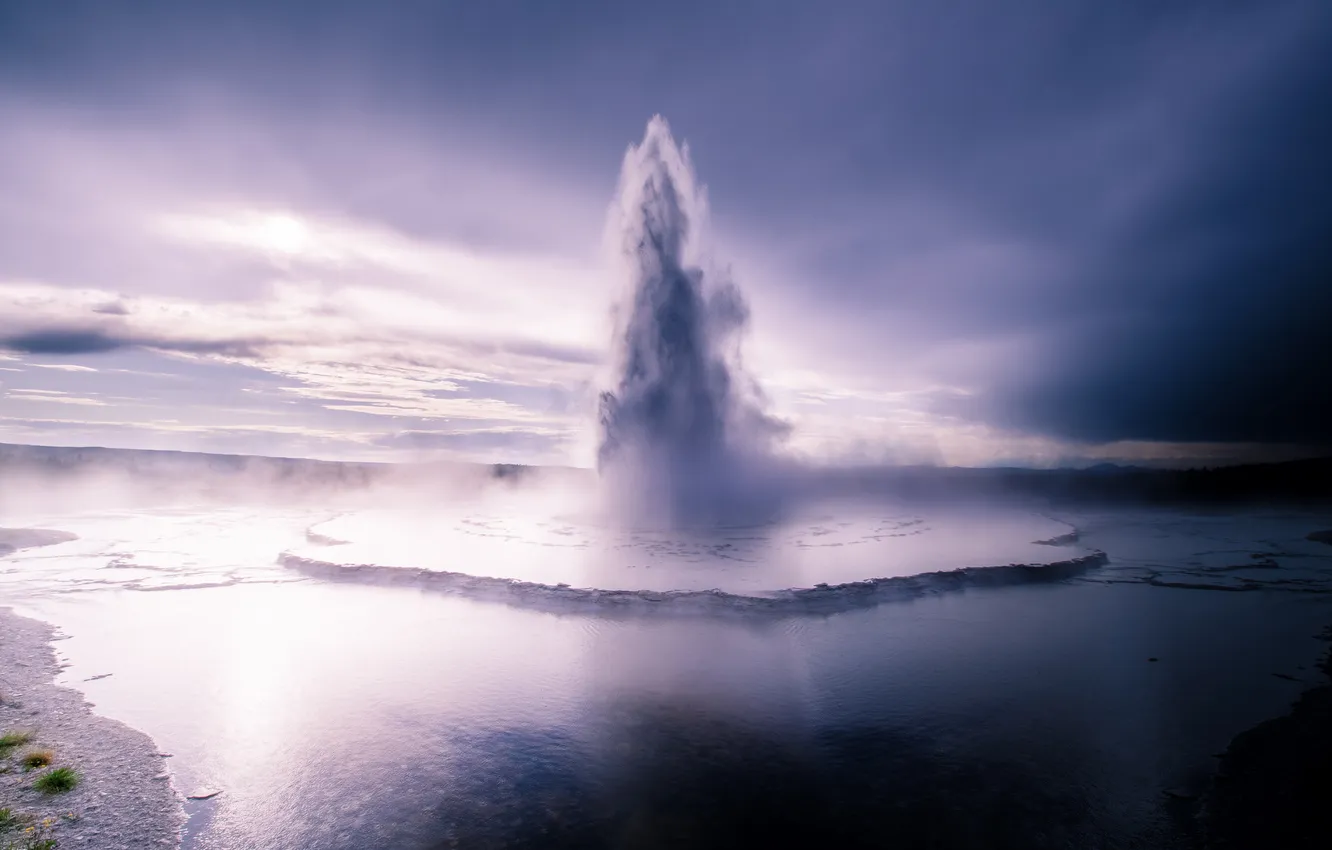 Фото обои вода, природа, парк, гейзер, yellowstone national park, Grand Geyser