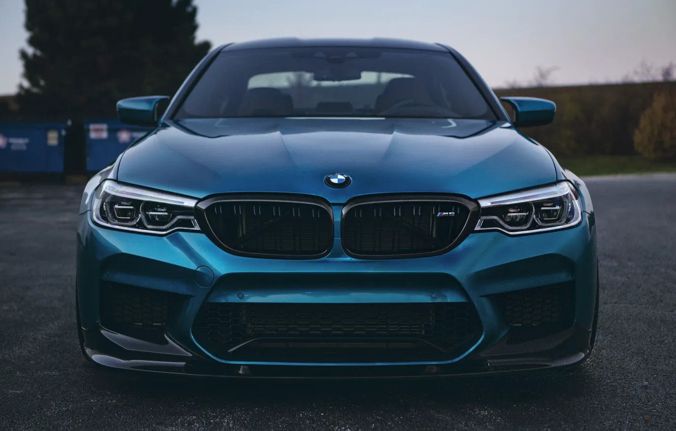 Фото обои BMW, Blue, Front, Face, Sight, LED, F90