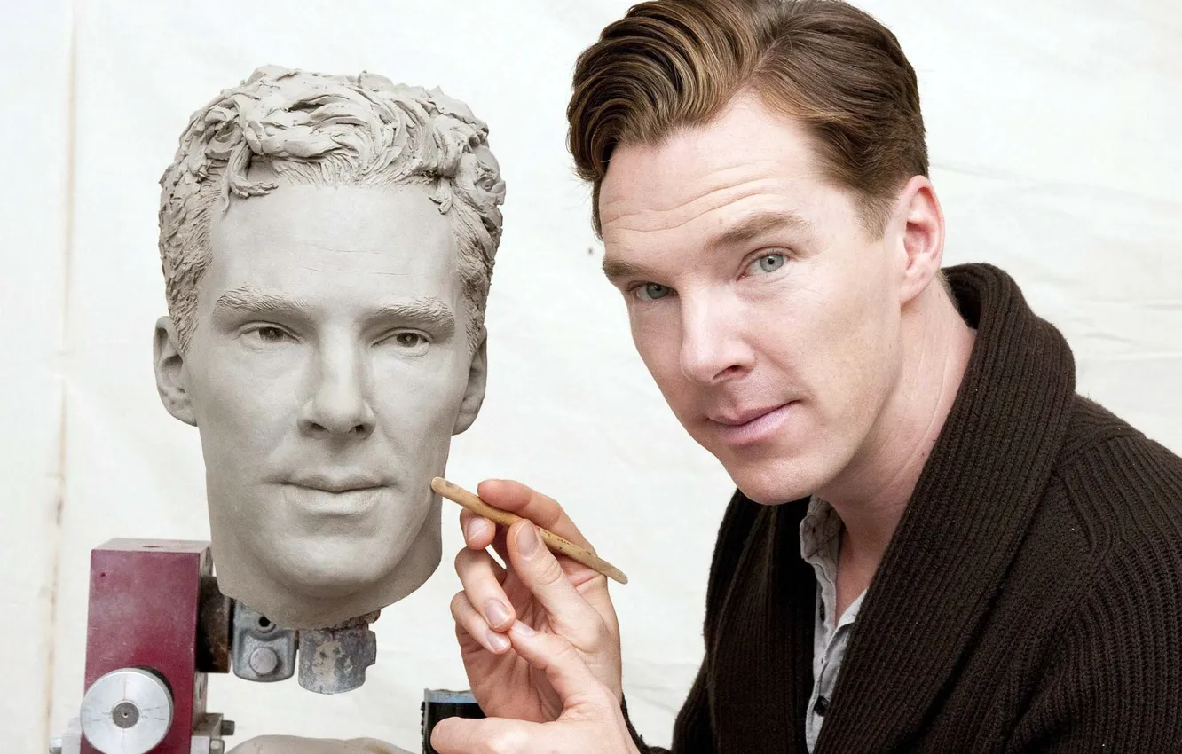 Фото обои Бенедикт Камбербэтч, Benedict Cumberbatch, британский актер, глинянное лицо