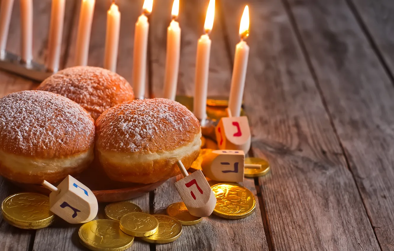 Фото обои буквы, свечи, пончики