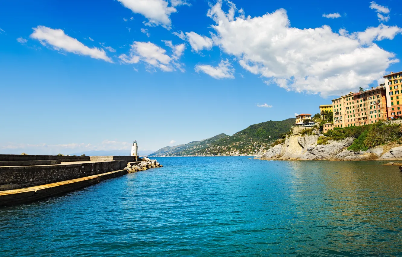Фото обои море, пляж, берег, Италия, Italy, travel, Camogli, Liguria