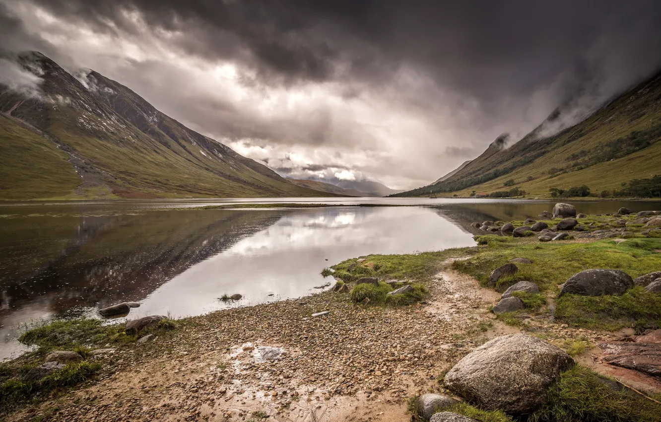 Фото обои горы, озеро, Шотландия, Scotland