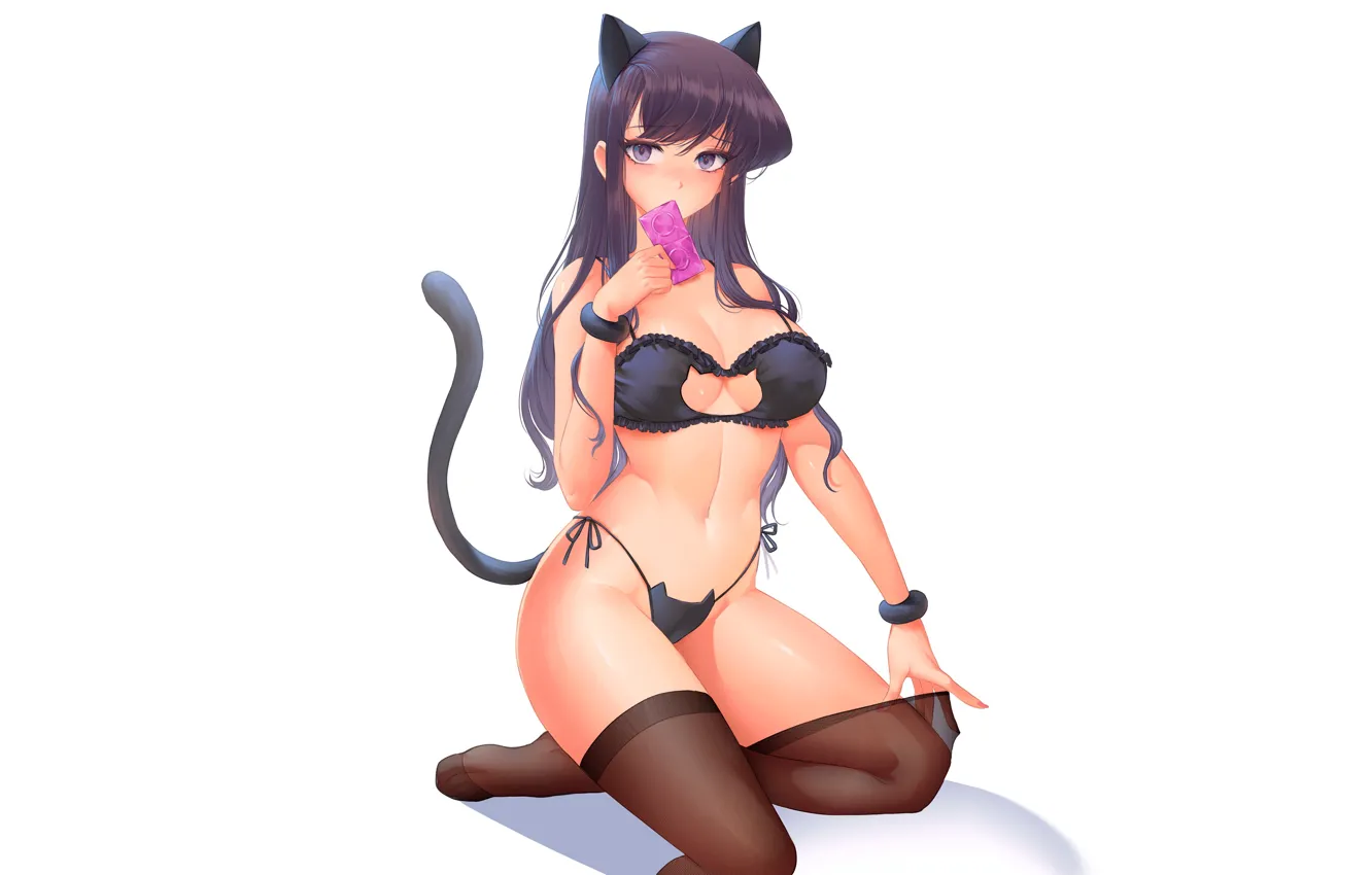 Фото обои girl, sexy, pussy, boobs, neko, anime, stockings, cat