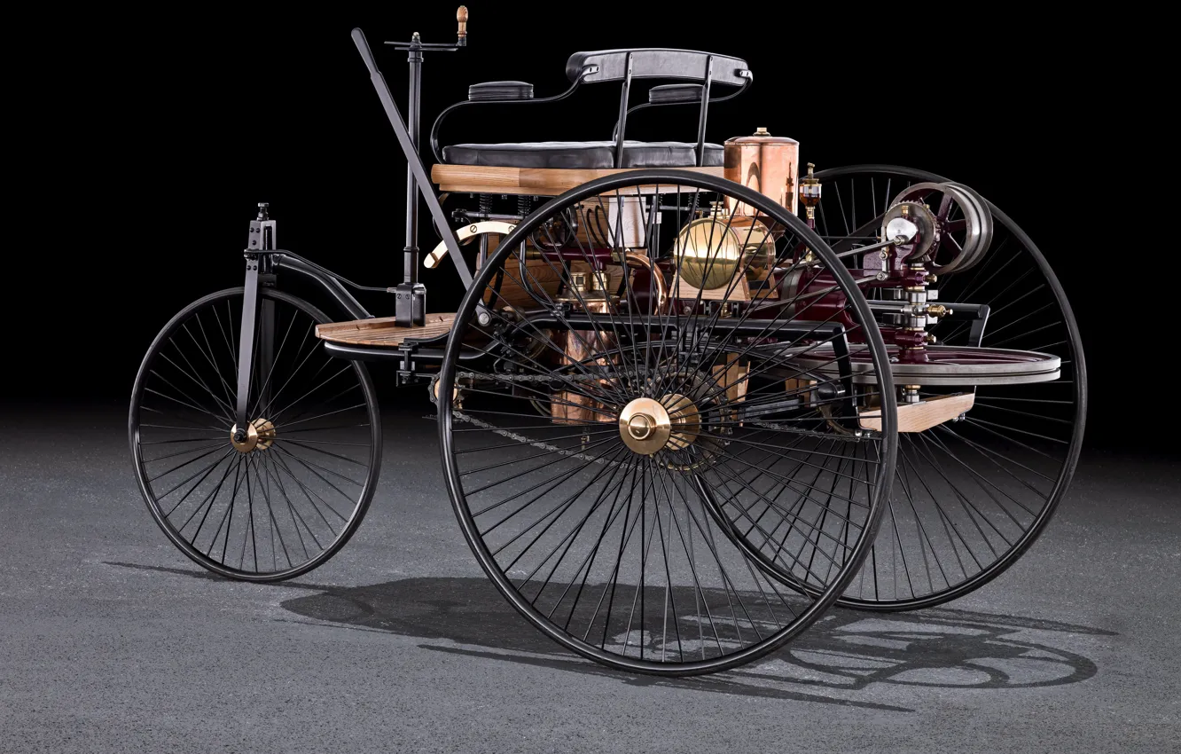 Фото обои Benz, 1885, Benz Patent Motorwagen, Typ I, Карл Бенц, Motorwagen, Patent, Автомобиль Бенца
