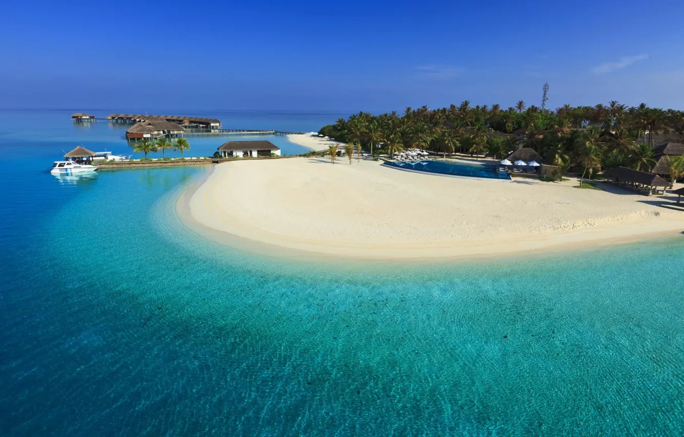 Фото обои пляж, океан, курорт, beach, beautiful, Maldives