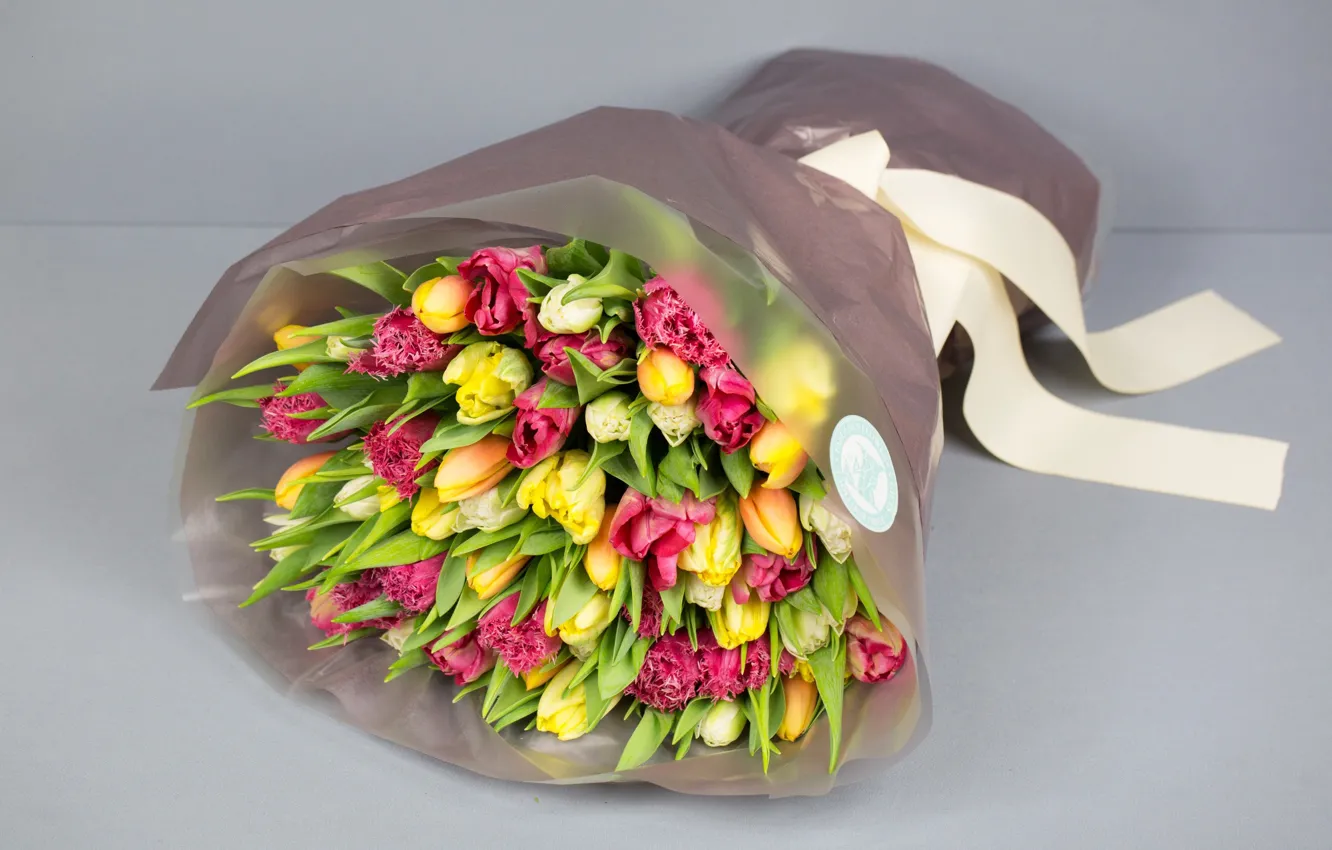 Фото обои букет, весна, тюльпаны, tulips