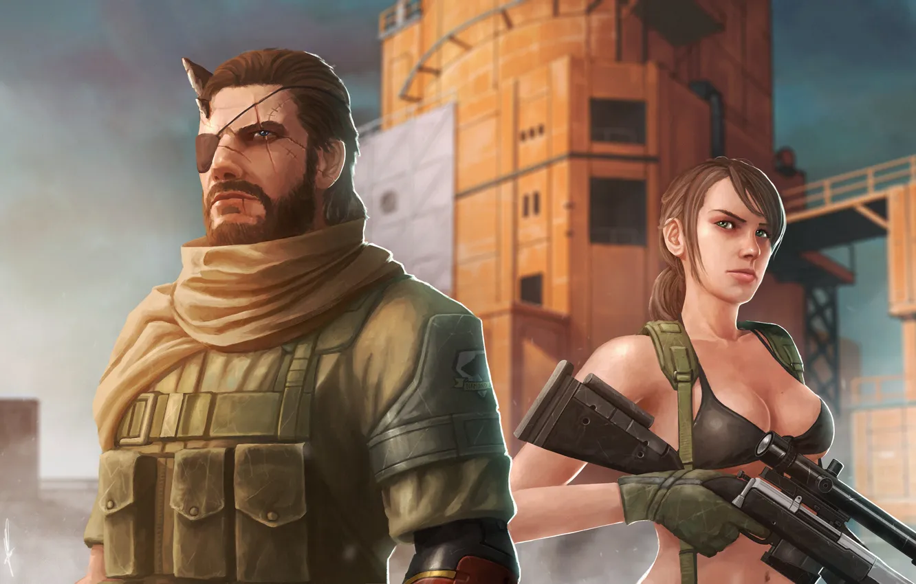 Фото обои грудь, девушка, арт, снайпер, Metal Gear Solid, quiet, Konami, Kojima Productions