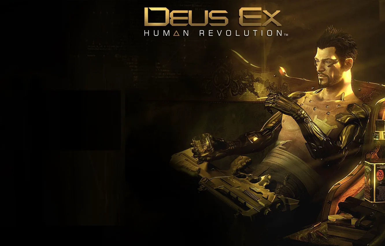 Фото обои лицо, игра, арт, мужчина, киборг, Square Enix, art, Deus Ex: Human Revolution