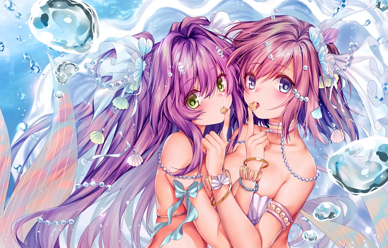 Фото обои sexy, bra, cleavage, pink hair, long hair, girls, boobs, anime