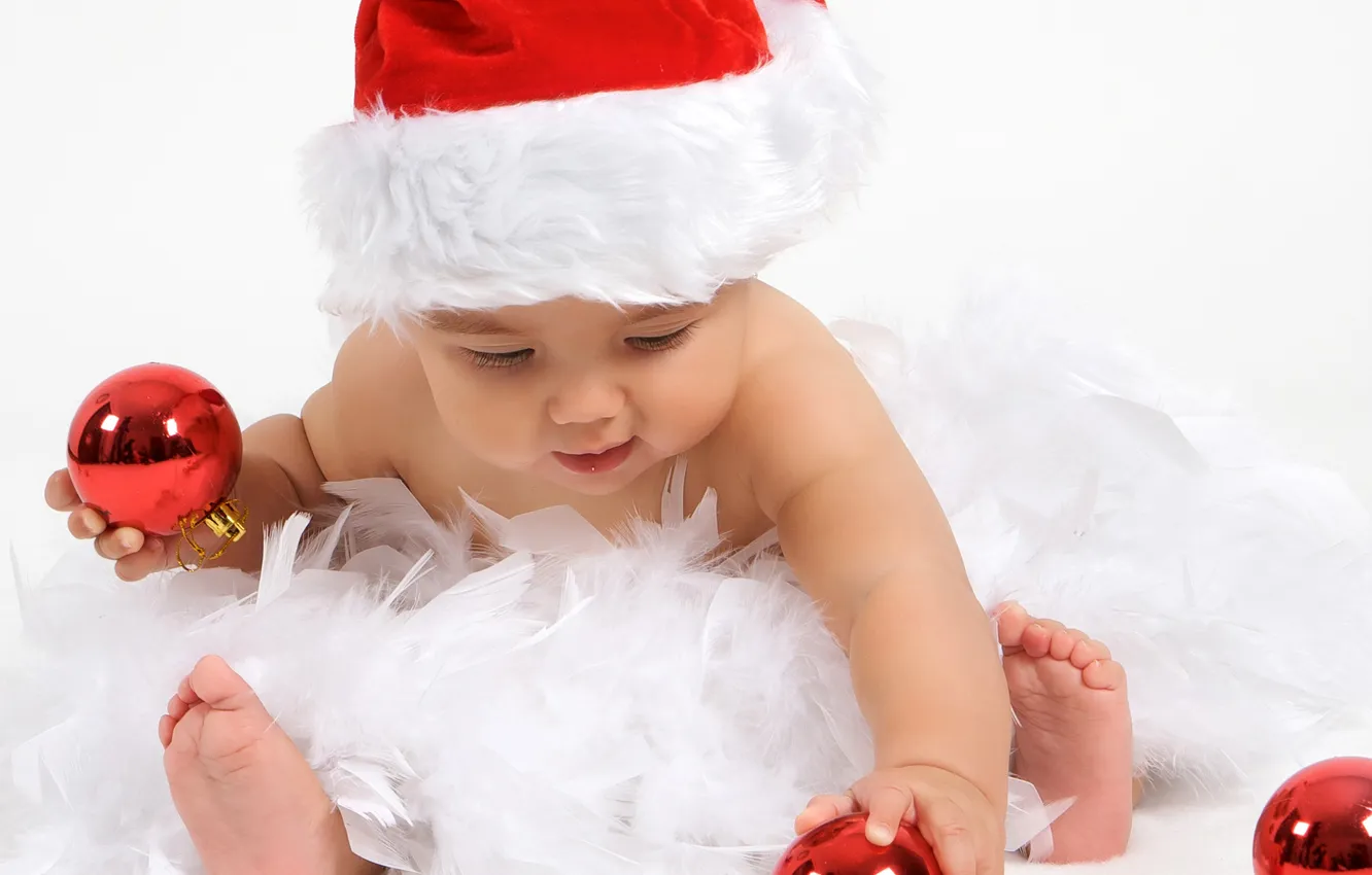 Фото обои праздник, Новый Год, Рождество, Christmas, New Year, child, baby, santa