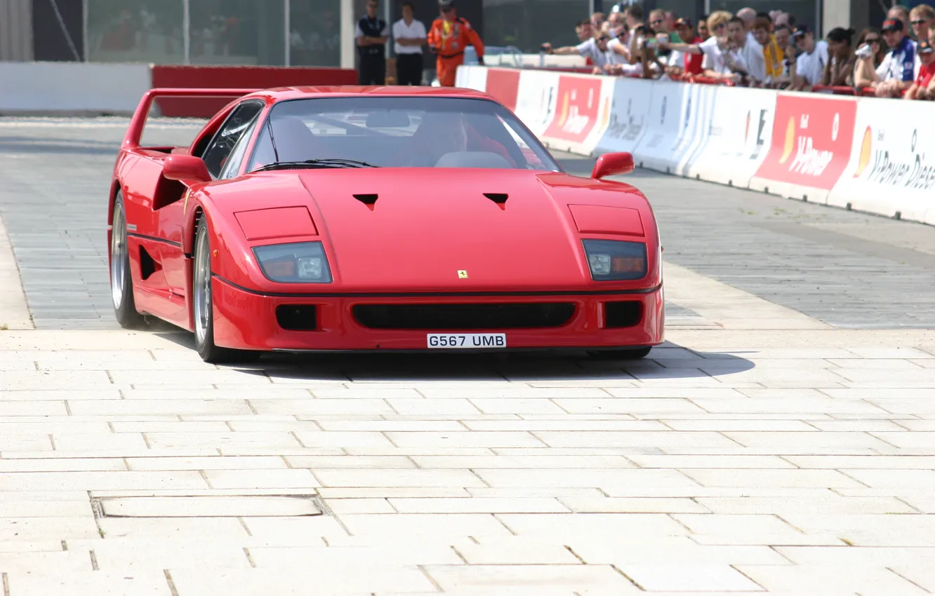 Фото обои Красный, Авто, Машина, Феррари, Люди, Ferrari, F40, Суперкар