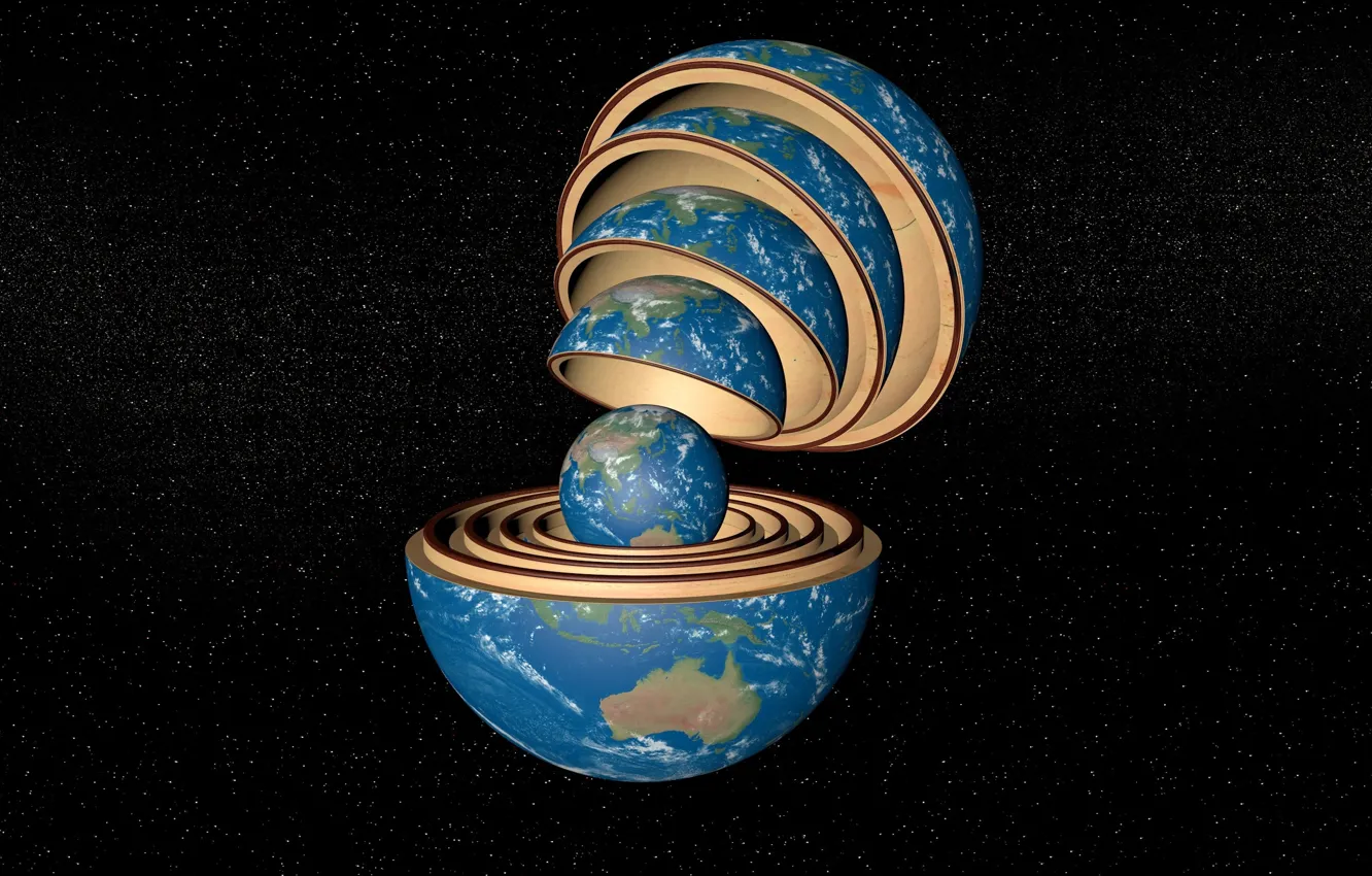 Фото обои космос, земля, шар, Земля, матрёшка