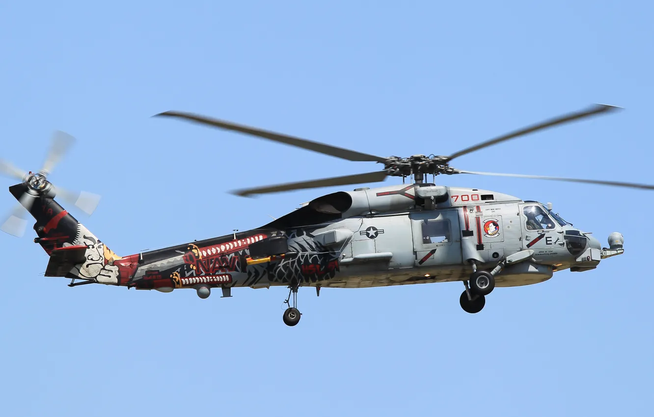 Фото обои полет, вертолёт, военно-транспортный, Seahawk, Sikorsky SH-60B
