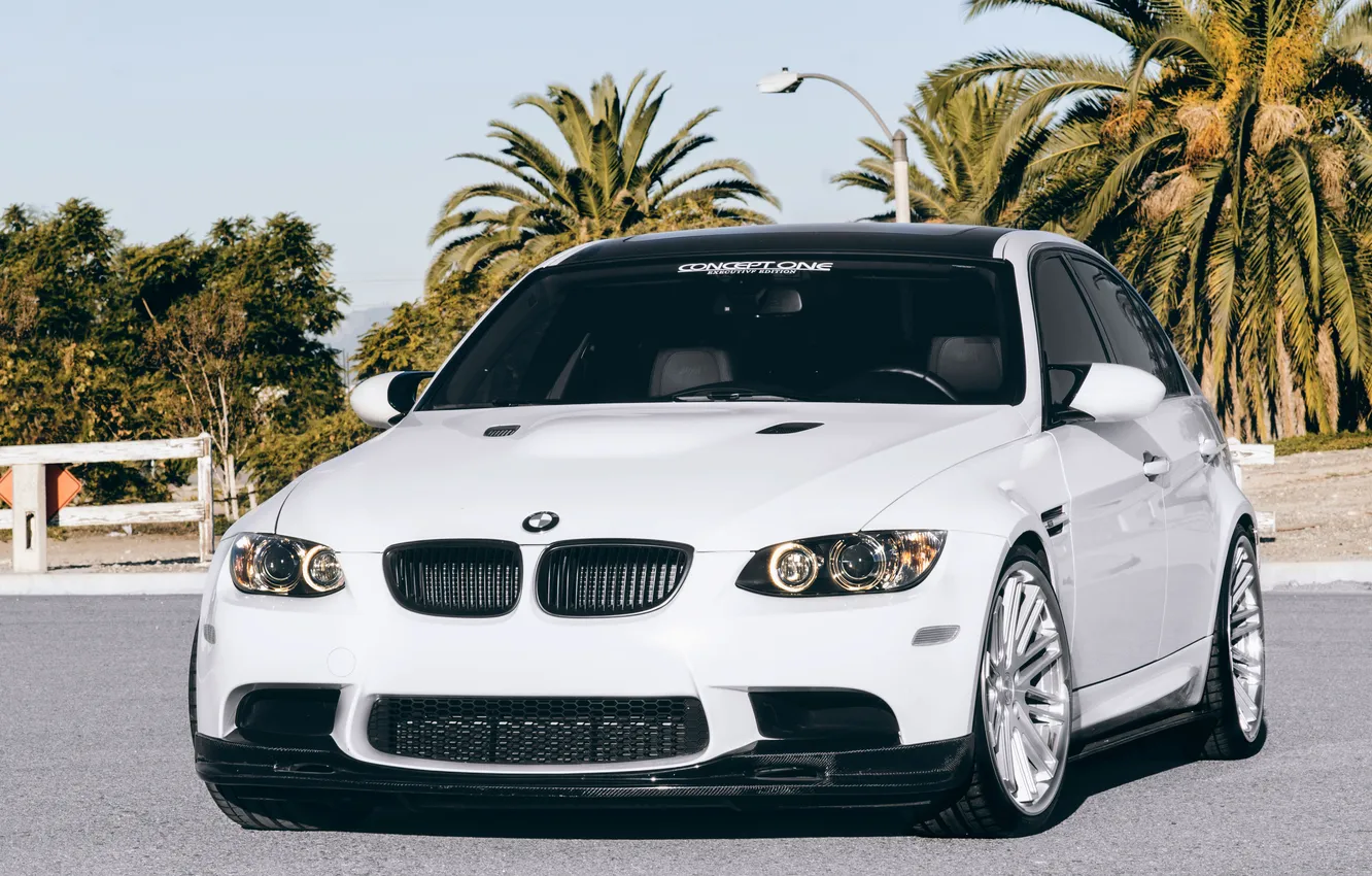Фото обои BMW, Белая, Обои, Sedan, E90, Concept One