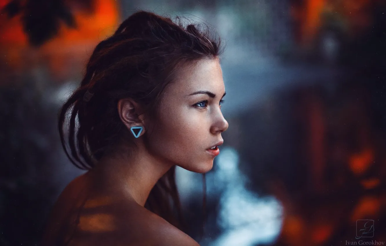 Фото обои девушка, цвет, серьги, girl